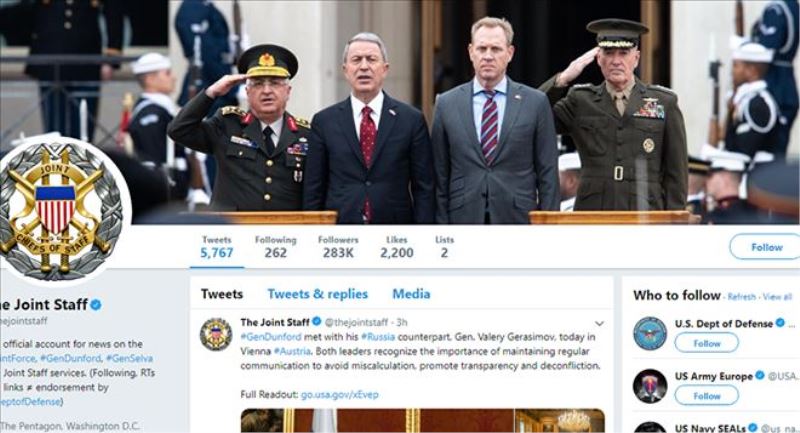 ABD Genelkurmayı kapak fotoğrafını güncelledi: Milli Savunma Bakanı Akar ve Orgeneral Güler karede